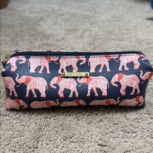 Stella & Dot Navy and Orange Elephant Print Pouch NEW!
